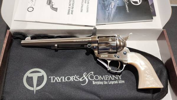 Taylors Uberti 1873 Cattleman 7.5in Nickel-Pearl 550450 357mag